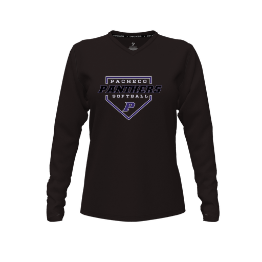 [CUS-DFW-TEES-CMF-VNK-LSL-BLK-FYXS-LOGO2] Decker Comfort T-Shirt (Female Youth XS, Black, V Neck, Logo 2, Long Sleeve)