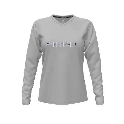 [FTLVCFGY-FYXS-LOGO3] Decker Comfort T-Shirt (Female Youth XS, Gray, V Neck, Logo 3, Long Sleeve)